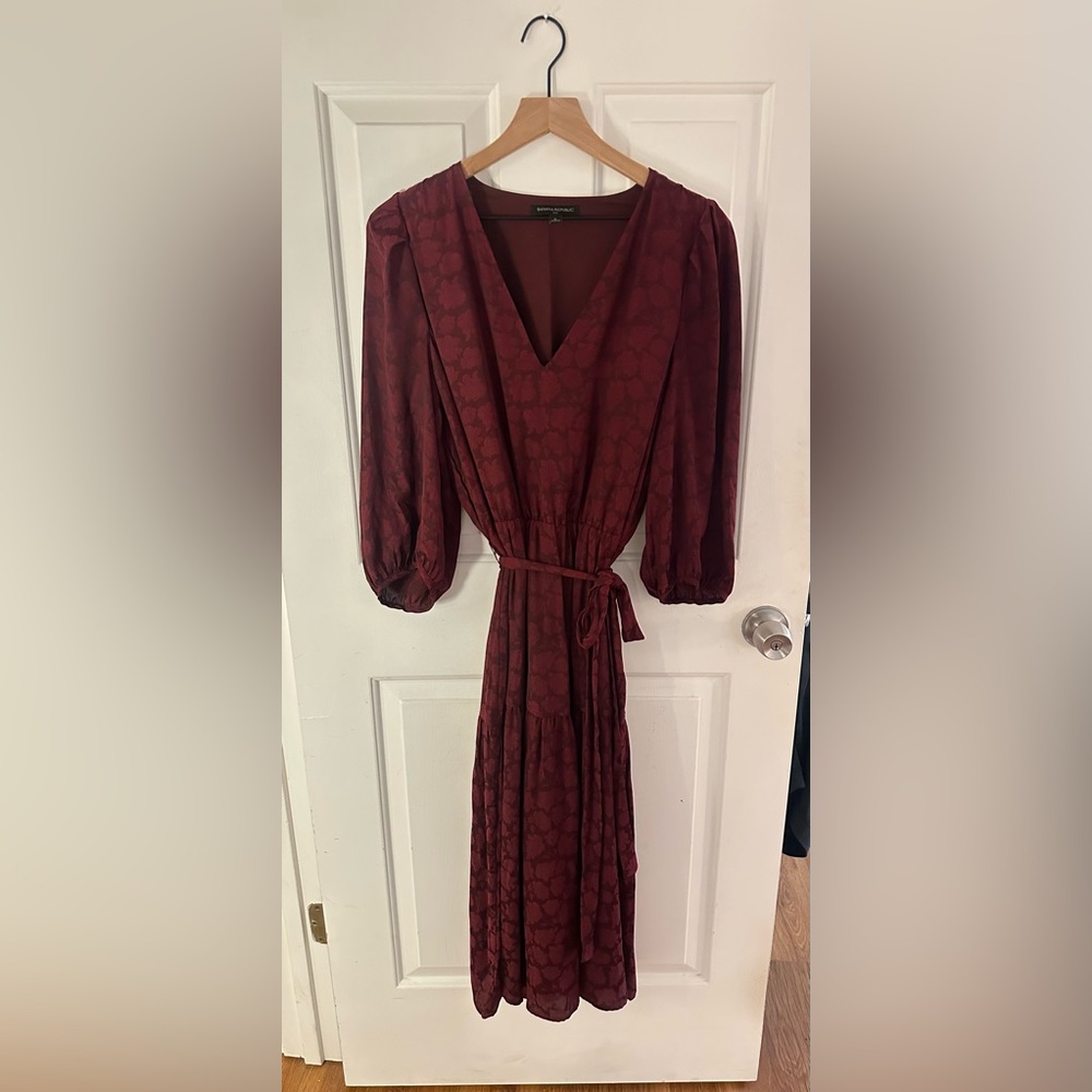 Banana Republic Deep Red Long Sleeve Dress